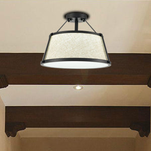 Drum Flush Mount Ceiling Light Black Finish Dimmable LED Light